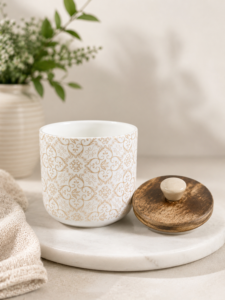 Golden Printed Ceramic Container