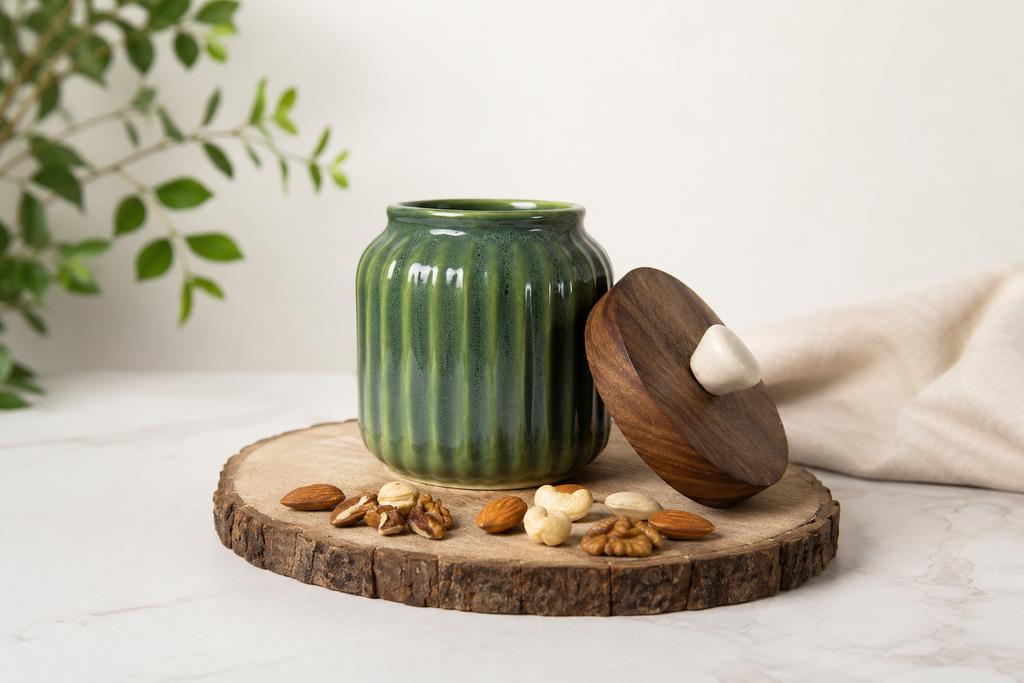 Green Ceramic Container
